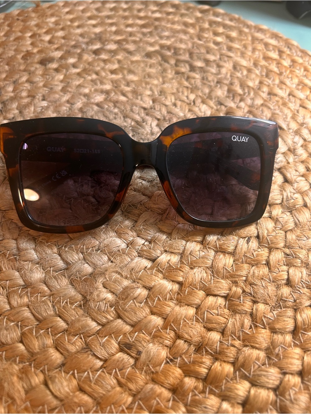 Quay Australia Tortoiseshell Square Sunglasses with Brown Gradient Lenses